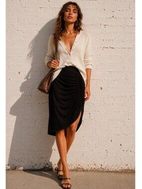 Anthropologie Draped Ruched Asymmetrical Mini Skirt